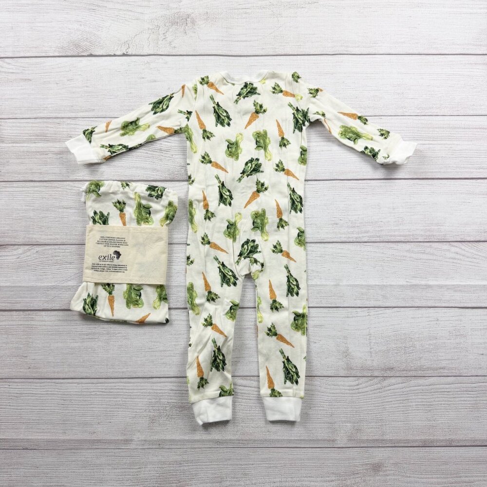 MilkBarn Baby Organic Cotton Veggie Pajamas Zip Footless Sleeper NWT 9-12 Months - Picture 3 of 3